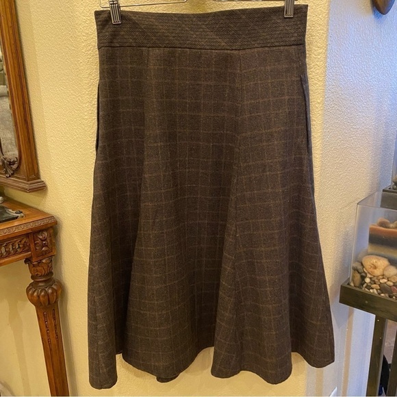 ESHAKTI Women Brown Wool Cat Face Midi Skirt Size Large - Picture 8 of 12